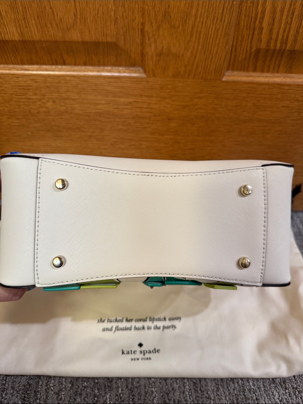kate spade White Leather Floral & Hummingbird Satchel Rare Bag - Picture 5 of 8